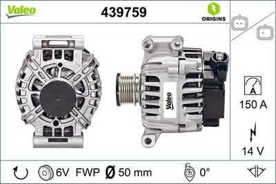 ALTERNATÖR 12V 150A CITROËN C4 I-II PEUGEOT 508 I C5 III 308 PARTNER 207  3008 5008 BERLINGO – VL439759