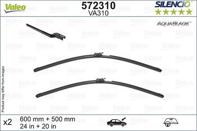 SİLECEK SUPURGESİ AQUABLADE FLAT BLADE VA310 (X2) (600+500 MM) VOLVO V60 (06/18>) #DEĞER! – VL572310