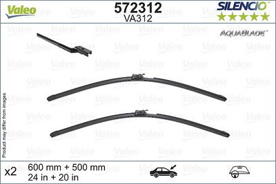 SİLECEK SUPURGESİ AQUABLADE FLAT BLADE VA312 (X2) (600+500 MM) VOLVO V60 (06/18>) (ISITMA ÖZELLİKLİ) – VL572312