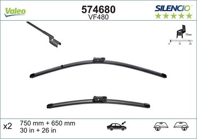 SİLECEK SÜPÜRGESİ ÖN R/L 750/650MM (MUZ TIP) P308 09/07–> P308 SW-C4(B7) DS4 – FORD S-MAX 05/06–> – VL574680