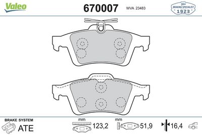 ARKA FREN BALATASI RENAULT LAGUNA-III / CITROEN C5-III / FORD CMAX FOCUS II-III KUGA II TOURNEO CON NECT / OPEL VECTRA-C / MAZDA 3-5 / VOLVO S40-V40 – VL670007