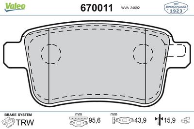 DİSK FREN BALATASI ARKA RENAULT KANGOO III 2008– MERCEDES CITAN – VL670011