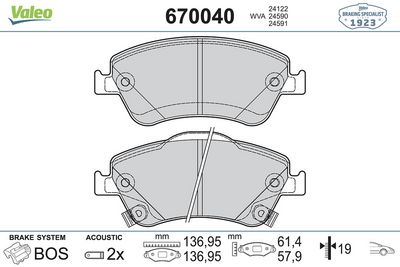 FREN BALATASI ÖN TOYOTA COROLLA D4D 07-12 – COROLLA 1.4 D4D 13>  AURIS D4D 07-12 – VL670040