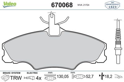 DİSK FREN BALATASI ÖN PEUGEOT 406 1.6/1.8/1.9D 1995 – 2004 (DAR) – VL670068