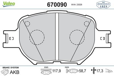 DİSK FREN BALATASI (ÖN) TOYOTA Corolla Verso 1.8/2.0D 01>04 – VL670090