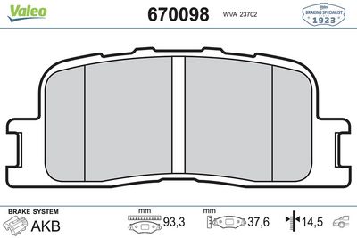 DİSK FREN BALATASI ARKA TOYOTA CAMRY 2001 – 2006 – VL670098