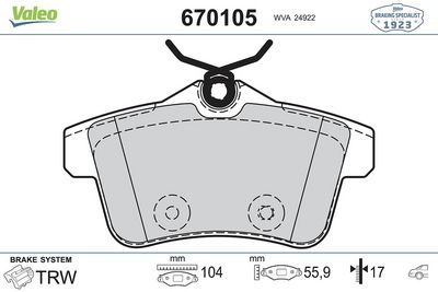 DİSK FREN BALATASI ARKA PEUGEOT  3008 09>, 308 10>,508 08– CITROEN C4 – VL670105