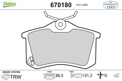 ARKA FREN BALATASI VW GOLFIII-IV AUDI A1-A3-A4-A6-A8 SEAT CORDOBA LEON TOLEDO IBIZA  RENAULT FLUENCE MEGANE SKODA-PEUGEOT-CITROEN-DS4 – VL670180