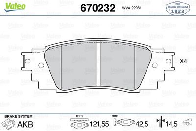 DİSK FREN BALATASI ARKA TOYOTA C-HR (X1)  C-HR VAN (X1) – VL670232