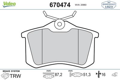 ARKA FREN BALATASI VW GOLFIII-IV AUDI A1-A3-A4-A6-A8 SEAT CORDOBA LEON TOLEDO IBIZA  RENAULT FLUENCE MEGANE SKODA-PEUGEOT-CITROEN-DS4 – VL670474