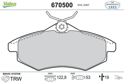 DİSK FREN BALATASI ÖN CITROEN C2 2003 >>, C2 ENTERPRISE 2009 >>, C3 I 2002 >> – VL670500