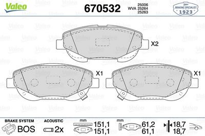 DİSK FREN BALATASI (ÖN) TOYOTA AVENSİS 2.2D 11/08> TOYOTA AVENSİS 2.0D 04/15> TOYOTA AVENSİS ESTATE/ – VL670532