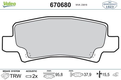 DİSK FREN BALATASI ARKA TOYOTA COROLLA 1997 – 2007 – VL670680