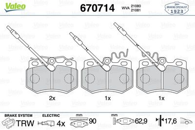 DİSK FREN BALATASI (ÖN) CITROEN AX 1.4 06/91-12/96 CITROEN ZX 1.8D/1.9D 03/91-05/98 CITROEN C15 1.0/ – VL670714
