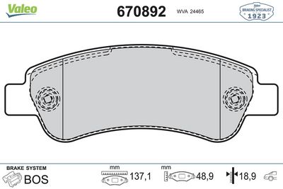 DİSK FREN BALATASI ÖN CITROEN BERLINGO-C-ELYSEE-C2-C3-C4-XSARA / DS 3 (SA_-SB_) /  OPEL CORSA F  PEUGEOT PARTNER-1007-2008-206-207-208-301-307 – VL670892