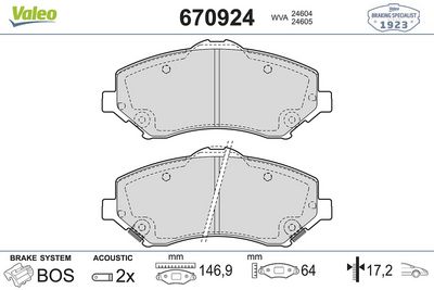 DİSK FREN BALATASI (ÖN) CHRYSLER GRAND VOYAGER 3.3/3.6/3.8/4.0/2.8D 07/07> CHRYSLER TOWN & COUNTRY 3 – VL670924