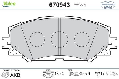 FREN BALATASI ÖN TOYOTA COROLLA 07-12 AURIS 07-12 URBAN CRUISER 09> – VL670943