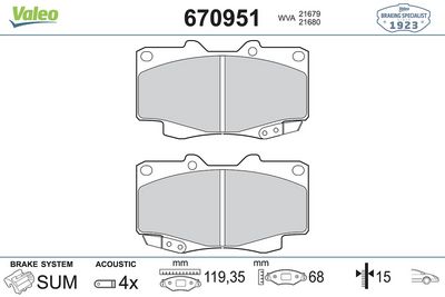 DİSK FREN BALATASI ÖN TOYOTA FORTUNER 2004 >>, HILUX III 2005 >> – VL670951