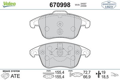 DİSK FREN BALATASI ÖN CITROEN C4 GRAND PICASSO I 06>, C4 II 09>, C4 PICASSO I 07>, DS4 11>, DS5 11> – VL670998