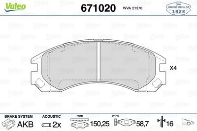 DİSK FREN BALATASI (ÖN) CITROEN C-CROSSER 2.0/2.4/2.2D 06/07> CITROEN C-CROSSER ENTERPRİSE 2.4/2.2D – VL671020