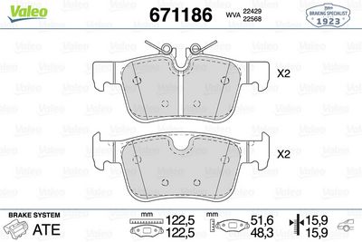 DİSK FREN BALATASI (ARKA) VOLVO S90 2.0/2.0D 03/16> VOLVO V60 2.0/2.0D 02/18> VOLVO V60 CROSS COUNTR – VL671186