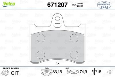 DİSK FREN BALATASI (ARKA) CITROEN CX 2.0/2.2/2.4/2.5/2.2D/2.5D 09/75-12/92 CITROEN XANTİA 1.8/2.0/3. – VL671207