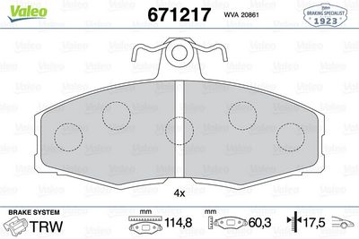 DİSK FREN BALATASI (ÖN) FORD SIERRA 1.3/1.6 10/82-02/87 FORD SIERRA COSWORTH 2.0 10/89-03/93 SKODA F – VL671217