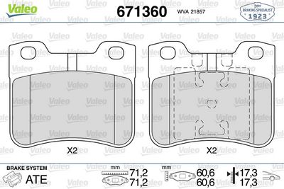 DİSK FREN BALATASI (ÖN) CITROEN AX 0.0 04/93-04/97 CITROEN SAXO 1.0/1.1/1.4/1.6/1.5D 02/96-04/04 – VL671360