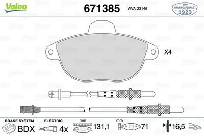 DİSK FREN BALATASI (ÖN) CITROEN XANTİA 2.0/2.1D 06/95-10/02 – VL671385