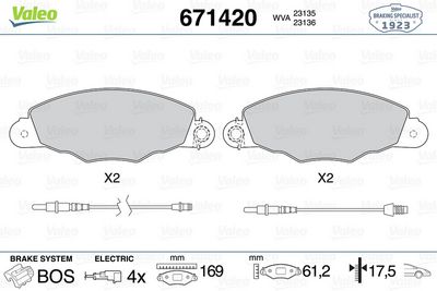 DİSK FREN BALATASI (ÖN) CITROEN XANTİA 2.0/3.0/1.9D/2.0D/2.1D 05/93-04/03 CITROEN XM 3.0/2.5D 08/94- – VL671420