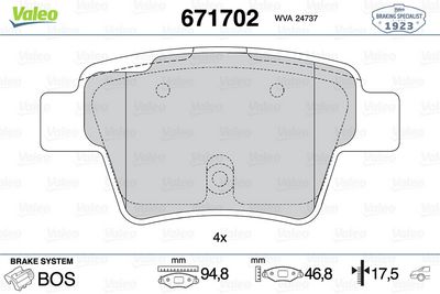 DİSK FREN BALATASI (ARKA) PEUGEOT 207 1.6/1.6D 02/06> PEUGEOT 207 CC 1.6/1.6D 11/06> PEUGEOT 207 SW  PEUGEOT 207 SW – VL671702