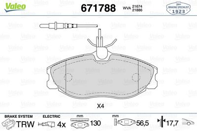 DİSK FREN BALATASI (ÖN) CITROEN XSARA 2.0/2.0D 04/97-03/05 CITROEN XSARA ESTATE/BREAK 2.0/2.0D 09/00 – VL671788