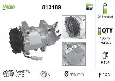 KLİMA KOMPRESÖRÜ PEUGEOT PARTNER 96>02, 307 00- / CITROEN BERLINGO 96>98; C3 02>… – VL813189
