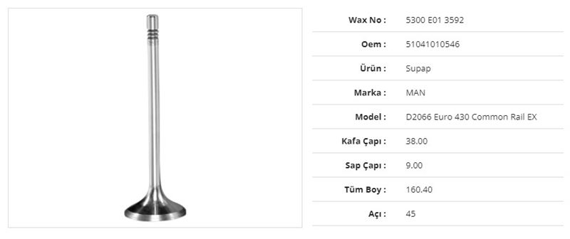 MAN TRUCK SUBAP EGZOZ MAN D2066 EURO 430 COMMON RAIL 38Kx9Sx160,4Bx45A (6ADET)