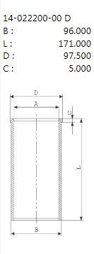 FORD MOTOR GOMLEK (93,00) / (STD) RANGER MAZDA BT2500 6M34 / WLC 2,5TD 06>12 BOY:171MM
